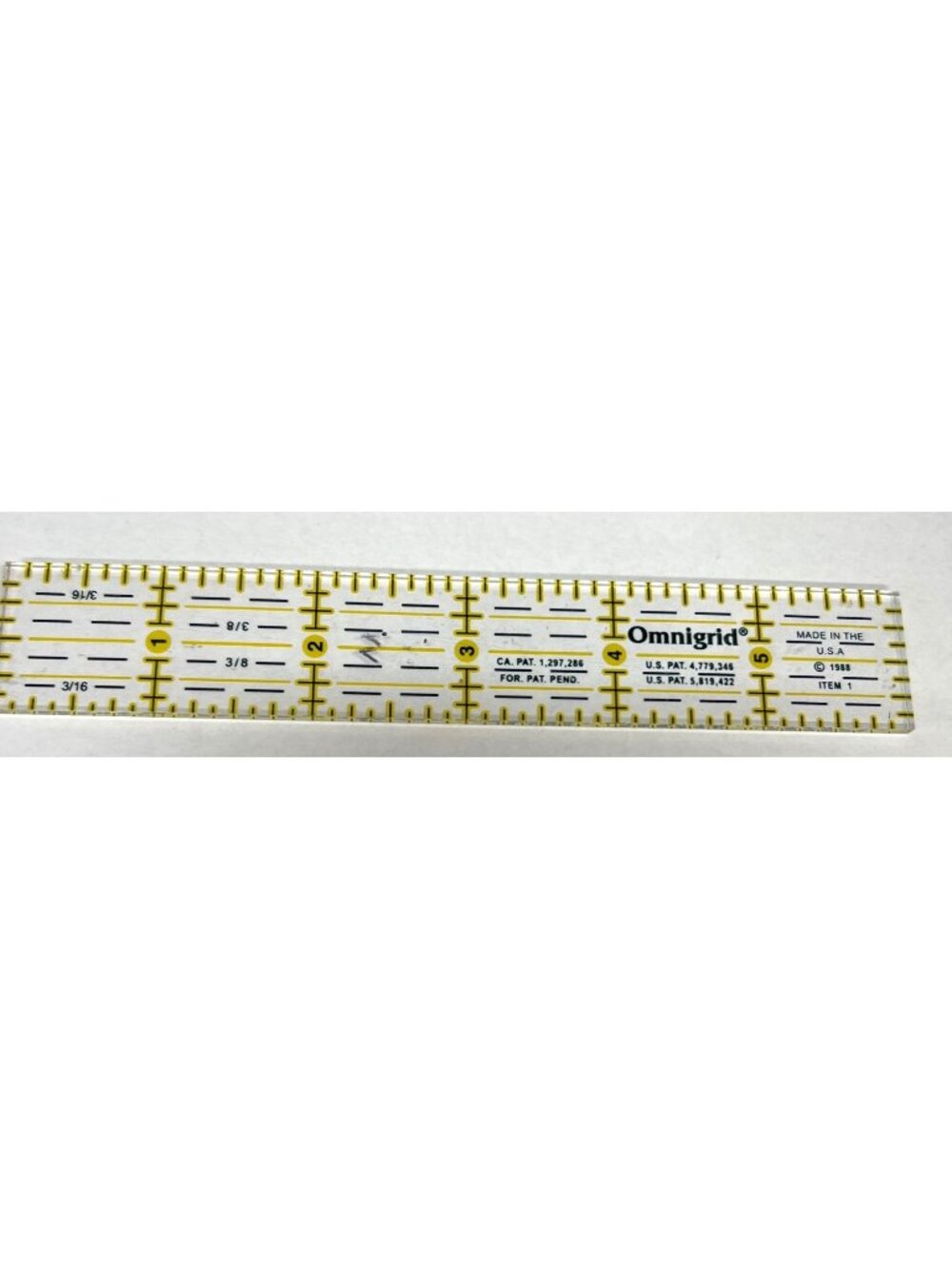 Omnigrid 6-Inch Quilting Ruler With Yellow Grid & Black Markings